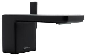 Rubinetto da bagno, colore nero opaco, modello a cascata, miscelatore monocomando, per lavabo, design squadrato, con controllo acqua calda/fredda, attacco 1/2"