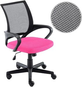 Sedia da ufficio Silecomplaza realizzata in tessuto a rete traspirante, girevole a 360 gradi, regolabile in altezza, disponibile nei colori rosa e nero