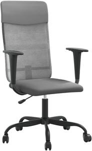 Silecomplaza - Sedia da ufficio regolabile in altezza - Sedia ergonomica per scrivania con braccioli, sedia girevole in rete e ecopelle, comoda poltrona per l'ufficio domestico e l'ufficio, colore grigio
