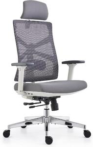 Silecomplaza: Sedia da ufficio ergonomica con schienale adattivo, sedia da scrivania con braccioli 4D, profondità della seduta regolabile, supporto lombare e poggiatesta 2D, poltrona direzionale in rete traspirante, colore bianco