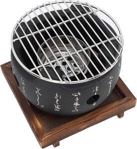 Barbecue portatile in stile giapponese dal design rotondo, fornello a carbone per alimenti, per uso domestico - Disponibile in 2 misure (S)