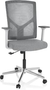 Silecomplaza 751001: Sedia da ufficio Breton, base a stella, rivestimento in tessuto/rete, grigio chiaro. Sedia girevole ergonomica con rotelle, regolabile in altezza, schienale in rete