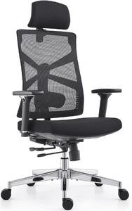 Silecomplaza: Sedia da ufficio ergonomica con schienale adattivo, sedia da scrivania con braccioli 4D, profondità della seduta regolabile, supporto lombare e poggiatesta 2D, poltrona direzionale in rete traspirante, colore nero
