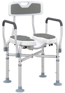 HOMCOM Sedia da doccia regolabile con schienale e braccioli antiscivolo, 136 kg, Grigio | Aosom Italy
