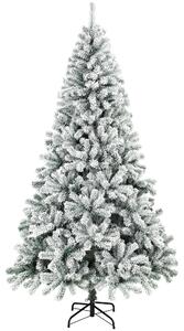 Albero di Natale Innevato Ø100x180 cm con 650 Rami Ignifughi e Base Pieghevole in Acciaio Verde