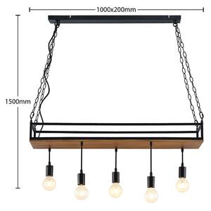 Lampada a sospensione Kirista Lindby, dimmerabile, Nero, Soggiorno / Sala da pranzo, Metallo, Vintage, Lampada a sospensione