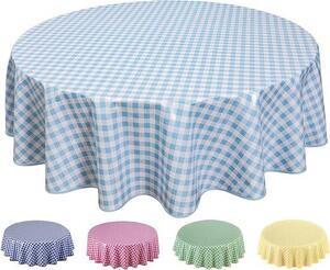 Tovaglia, lavabile, facile da pulire, 160 cm, a quadri, blu-grigio