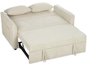 HOMCOM Divano letto 2 posti 3 in 1 clic clac in ciniglia, schienale regolabile, 142 cm, Beige | Aosom Italy