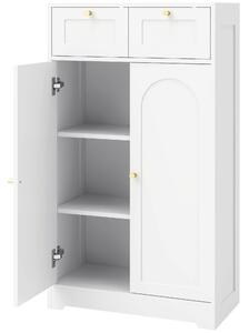 HOMCOM Mobile bagno stretto con 2 cassetti e ripiano regolabile, 60x30x108 cm, Bianco | Aosom Italy