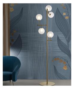 BOLLE 5 LAMPADA DA TERRA 5 LUCI MODERNA IN METALLO NERO O ORO OPACO CON SFERE IN VETRO