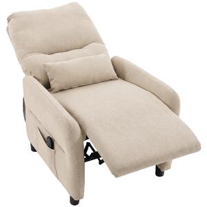 HOMCOM Poltrona relax reclinabile con massaggio, riscaldamento e poggiapiedi estraibile, Beige | Aosom Italy