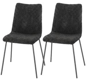HOMCOM Set 2 sedie da pranzo imbottite in velluto con schienale incurvato, Grigio Scuro | Aosom Italy