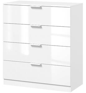 HOMCOM Cassettiera Bianca Lucida con 4 Cassetti e Guide Scorrevoli | Aosom Italy