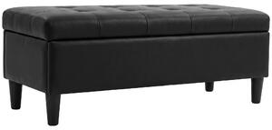 HOMCOM Cassapanca 136L Pouf Contenitore Poggiapiedi Grande 110x41x42cm, Finta Pelle adatta agli Animali Domestici, Nero | Aosom Italy