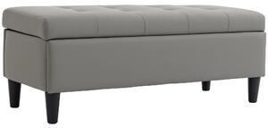 HOMCOM Cassapanca 136L Pouf Contenitore Poggiapiedi Grande 110x41x42cm, Finta Pelle adatta agli Animali Domestici Grigio | Aosom Italy