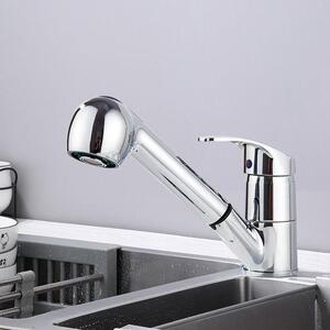 Rubinetto da cucina con 2 getti, rubinetto orientabile a 360°, rubinetto estraibile in acciaio inossidabile per lavello, miscelatore ad alta pressione da cucina, argento
