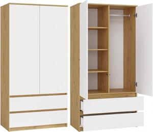 Armadio da ingresso 90 cm TAAVI - rovere artigianale / bianco