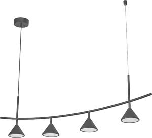 OSRAM Decor Fuji Linear, apparecchio decorativo a sospensione, 4 luci, 16W, 620lm, 3000K, 930 bianco caldo, non dimmerabile, IP20, nero, acciaio, lampadina non sostituibile