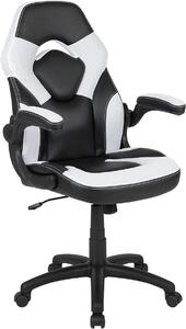 Sedia da gaming Silecomplaza X10, sedia ergonomica per ufficio e postazioni da gioco, sedia da gaming regolabile con supporto lombare, rivestita in LeatherSoft, colore bianco/nero