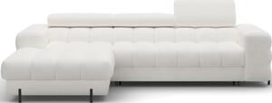 Divano angolare color crema allungabile/con contenitore (con penisola a sinistra/con chaise lounge) con rivestimento in bouclé Felro – ELTAP