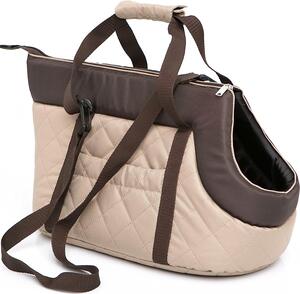 Borsa da trasporto leggera per cani 30x58x32 cm - morbida imbottita, lavabile, con maniglia di trasporto Beige