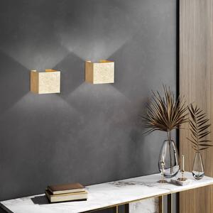 FISCHER & HONSEL Wall applique da esterni LED cubico, oro in foglia
