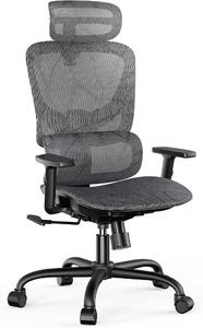 Silecomplaza: Sedia da ufficio ergonomica con schienale alto, sedia da computer realizzata in tessuto a rete, con supporto lombare, braccioli 3D, schienale a doppia struttura e poggiatesta regolabile