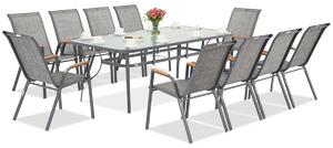 Mobili da giardino in metallo Modena/Bitonto per 10 persone con tavolo grande Garden Point grigio