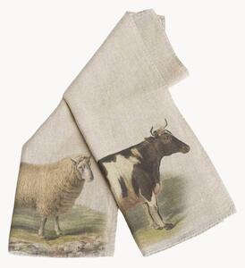 Set di 2 strofinacci in lino Sheep & Cow