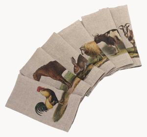 Set di 6 tovaglioli in lino Farm Animals