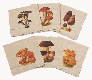 Set di 6 tovaglioli in lino Mushrooms
