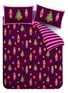Set copripiumino e federa rosa e viola per letto matrimoniale e per letto esteso 230x220 cm Nutcracker Stripe – Catherine Lansfield