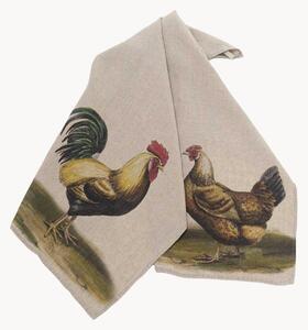 Set di 2 strofinacci in lino Rooster & Hen