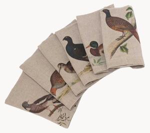 Set di 6 tovaglioli in lino Forest Birds
