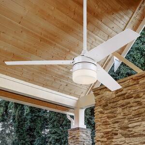 Westinghouse Ventilatore da soffitto con luce 7316640, bianco opaco/betulla 7316640, Bianco / Opale, Soggiorno / Sala da pranzo, Plastica, Moderno