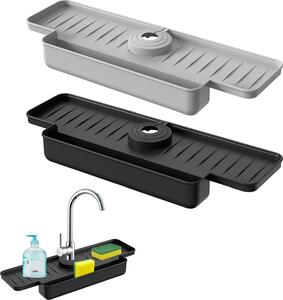 2 pezzi rubinetto lavandino splash guard tappetino in silicone per lavello mensola splash guard per il lavandino bagno protezione piano di lavoro (1 nero e 1 grigio)