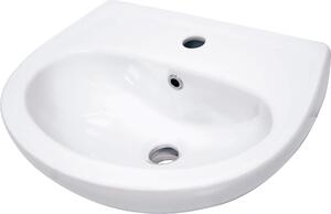 Lavabo a parete in Vetroceramica con spazio per un miscelatore