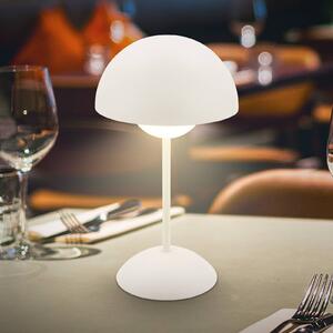Briloner Lampada da tavolo LED ricaricabile Kugle, bianca, metallo, IP44, dimmerabile, Bianco / Opale, Soggiorno / Sala da pranzo, Metallo, Moderno
