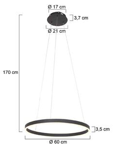 Steinhauer Ringlux lampada LED sospensione Ø 60cm 2 luci nero Ringlux, dimmerabile, Nero, Soggiorno / Sala da pranzo, Metallo, Moderno