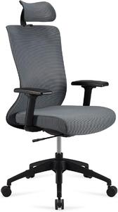 Silecomplaza, poltrona ergonomica da ufficio per dirigenti, con schienale alto, ideale come sedia da scrivania, dotata di poggiatesta, braccioli e supporto lombare regolabili, dimensioni 63 x 59,5 x 124 cm, colore grigio