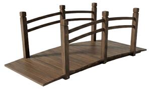 Ponte da giardino Relaxdays, con ringhiera, in legno di abete, per laghetto da giardino, A x L x P: 58 x 171,5 x 75 cm, 200 kg, ponte in legno, marrone