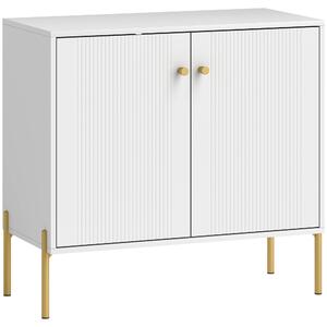 HOMCOM Madia Moderna 2 Ante, Ripiani Regolabili, Piano Effetto Marmo, Gambe in Acciaio 80 x 39,1 x 76 cm, Bianco | Aosom Italy