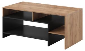 Tavolino asimmetrico per soggiorno, in legno di quercia Grandson/bianco, dimensioni 120 x 60 x 52,8 cm