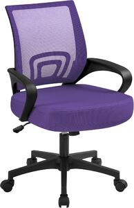 Sedia da ufficio Silecomplaza, ergonomica, con rotelle, girevole, regolabile, imbottita, realizzata in tessuto a rete traspirante, con braccioli, regolabile in altezza, capacità di carico 136 kg, colore viola