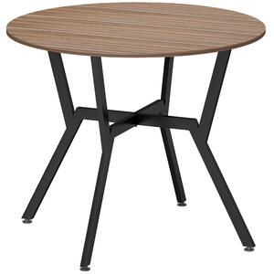 HOMCOM Tavolo Rotondo da Soggiorno per 2 Persone con Sostegno a X, in Legno e Acciaio, Ø90x76 cm, Nero e Marrone