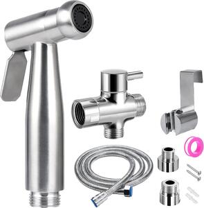 Bidet portatile Sproeier - Sproeibevestigung Mit Schlauch - Babyfeuchttuch Windelwaschmaschine - Edelstahl Reiniger - Duschsprüher - Haustier Badezimmer Toilette