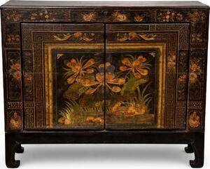 Fine Asianliving Antico armadio cinese dipinto a mano L88xP38xH76cm Armadio cinese Armadio nuziale cinese Mobili orientali Mobili asiatici