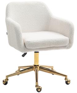 HOMCOM Sedia da ufficio sedia girevole con ruote altezza regolabile seduta girevole a 360° 60 x 61 x 79-88 cm crema