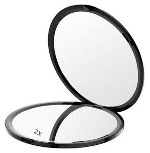 Specchio tascabile UNIQ Mini, compatto, con ingrandimento 2x, nero, 5 cm
