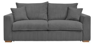 Divano grigio allungabile con rivestimento in velluto a coste 225 cm Augustin – Bobochic Paris